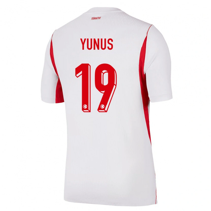 Danxen Hombre Camiseta Turquía Yunus Akgün #19 Blanco Rojo Borgoña 2ª Equipación 26-28 La Camisa México