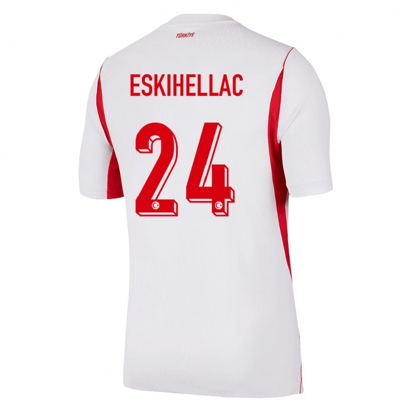 Danxen Hombre Camiseta Turquía Mustafa Eskihellaç #24 Blanco Rojo Borgoña 2ª Equipación 26-28 La Camisa México
