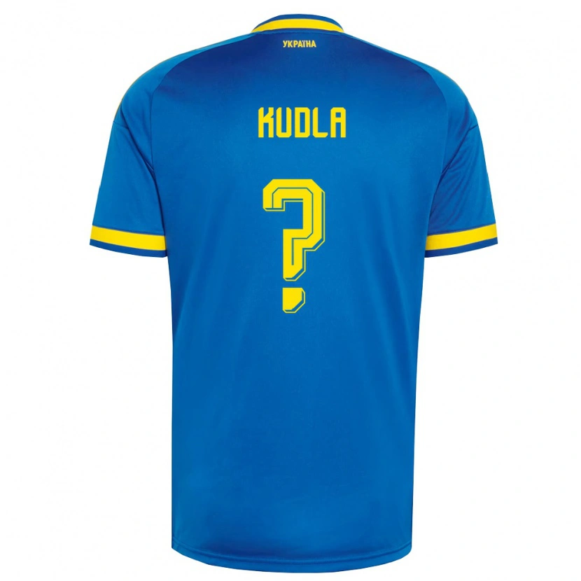 Danxen Hombre Camiseta Ucrania Rostyslav Kudla #0 Azul Amarillo Marino 2ª Equipación 26-28 La Camisa México