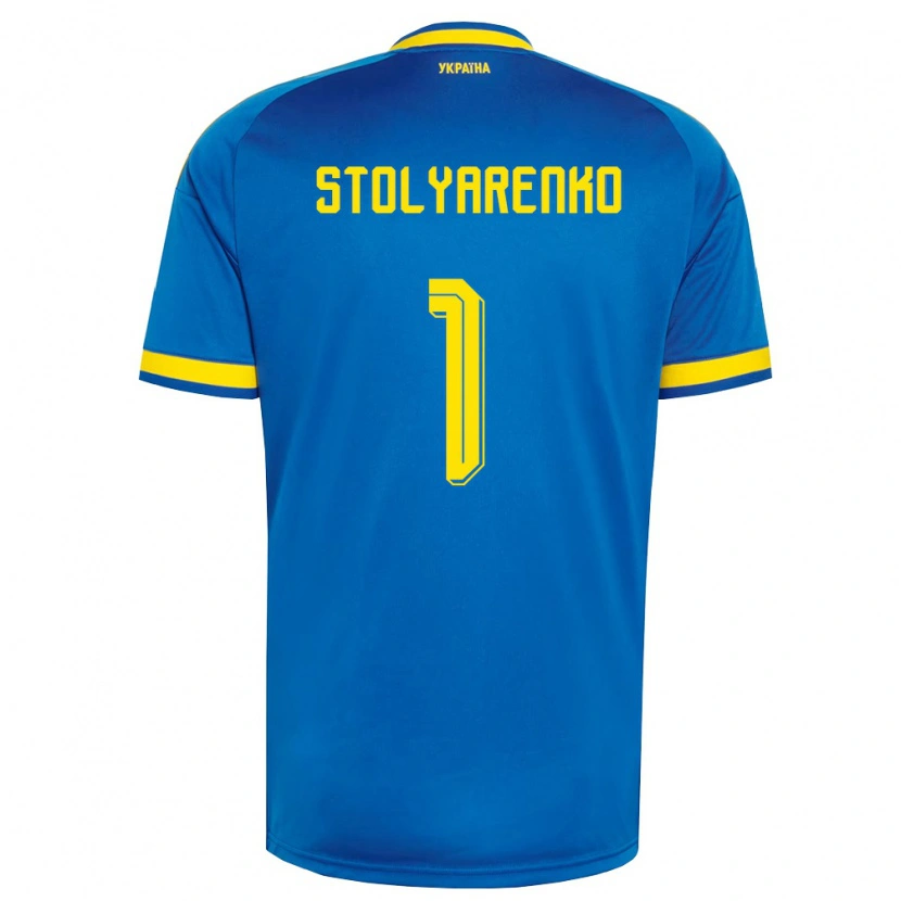Danxen Hombre Camiseta Ucrania Denys Stolyarenko #1 Azul Amarillo Marino 2ª Equipación 26-28 La Camisa México
