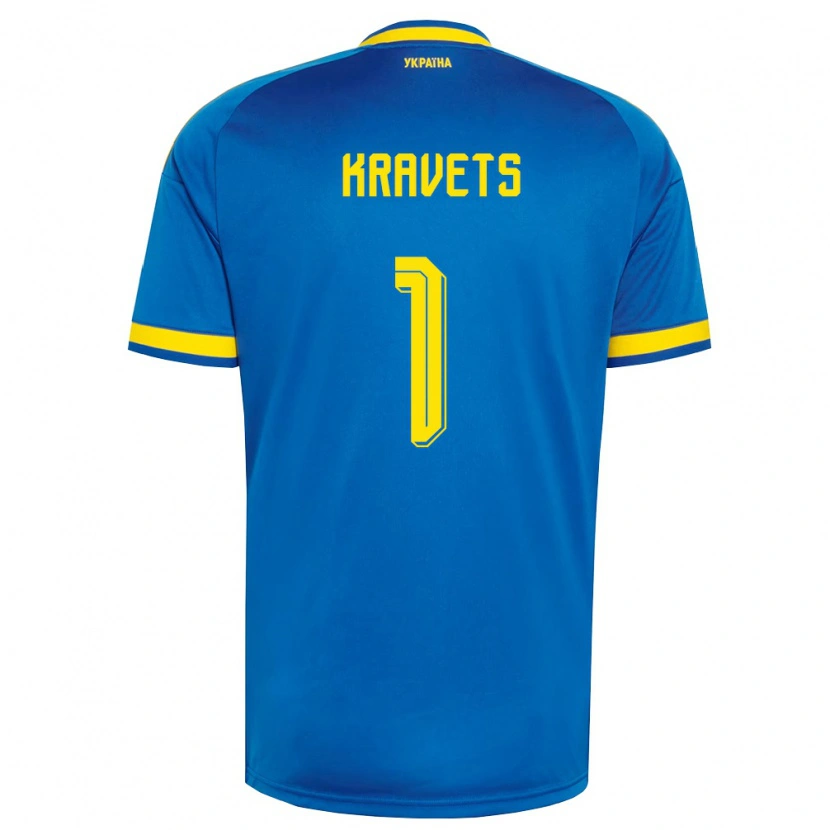 Danxen Hombre Camiseta Ucrania Vladyslav Kravets #1 Azul Amarillo Marino 2ª Equipación 26-28 La Camisa México