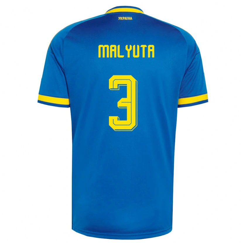 Danxen Hombre Camiseta Ucrania Artur Malyuta #3 Azul Amarillo Marino 2ª Equipación 26-28 La Camisa México