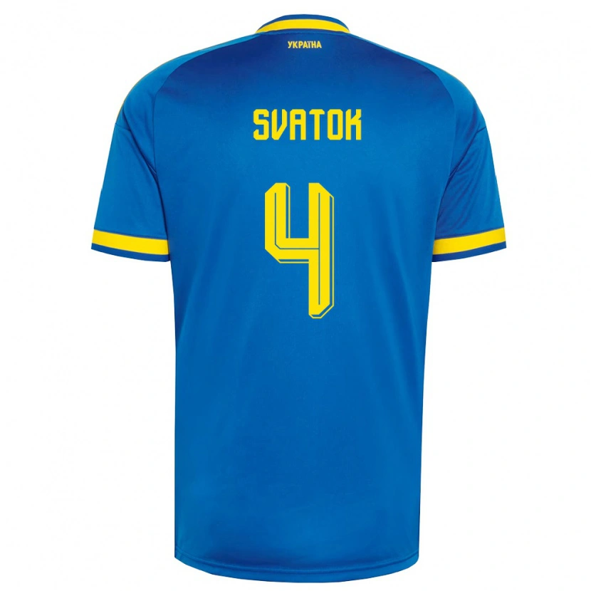 Danxen Hombre Camiseta Ucrania Oleksandr Svatok #4 Azul Amarillo Marino 2ª Equipación 26-28 La Camisa México