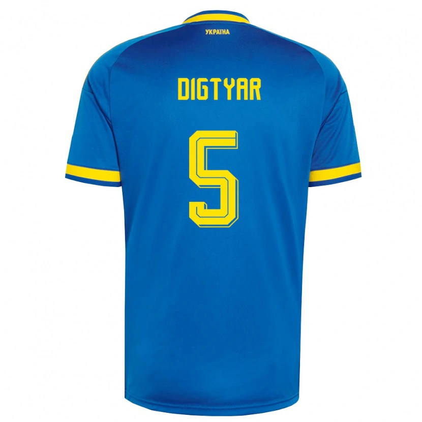 Danxen Hombre Camiseta Ucrania Kyrylo Digtyar #5 Azul Amarillo Marino 2ª Equipación 26-28 La Camisa México