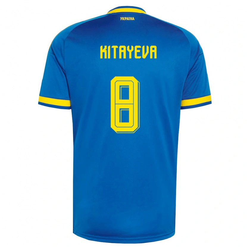 Danxen Hombre Camiseta Ucrania Tetyana Kitayeva #8 Azul Amarillo Marino 2ª Equipación 26-28 La Camisa México
