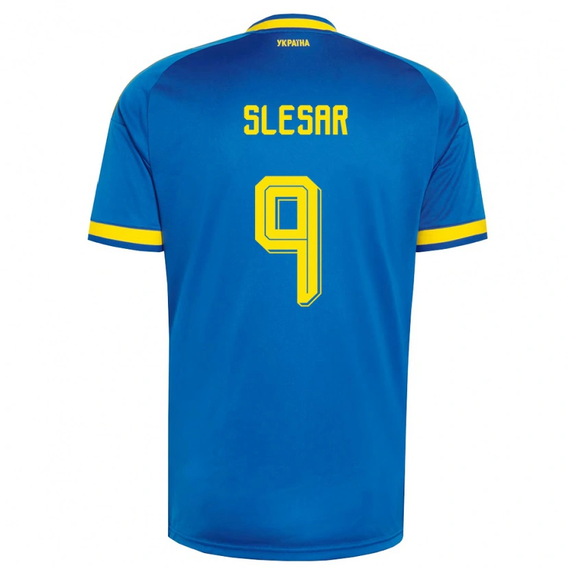 Danxen Hombre Camiseta Ucrania Artem Slesar #9 Azul Amarillo Marino 2ª Equipación 26-28 La Camisa México