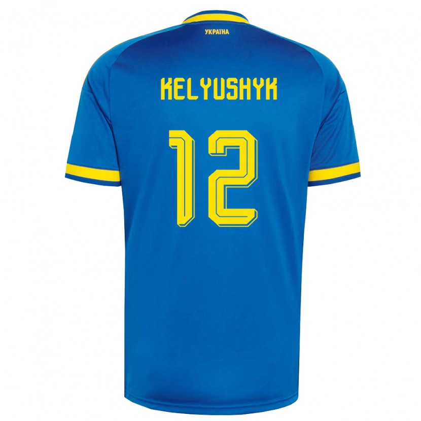 Danxen Hombre Camiseta Ucrania Darya Kelyushyk #12 Azul Amarillo Marino 2ª Equipación 26-28 La Camisa México