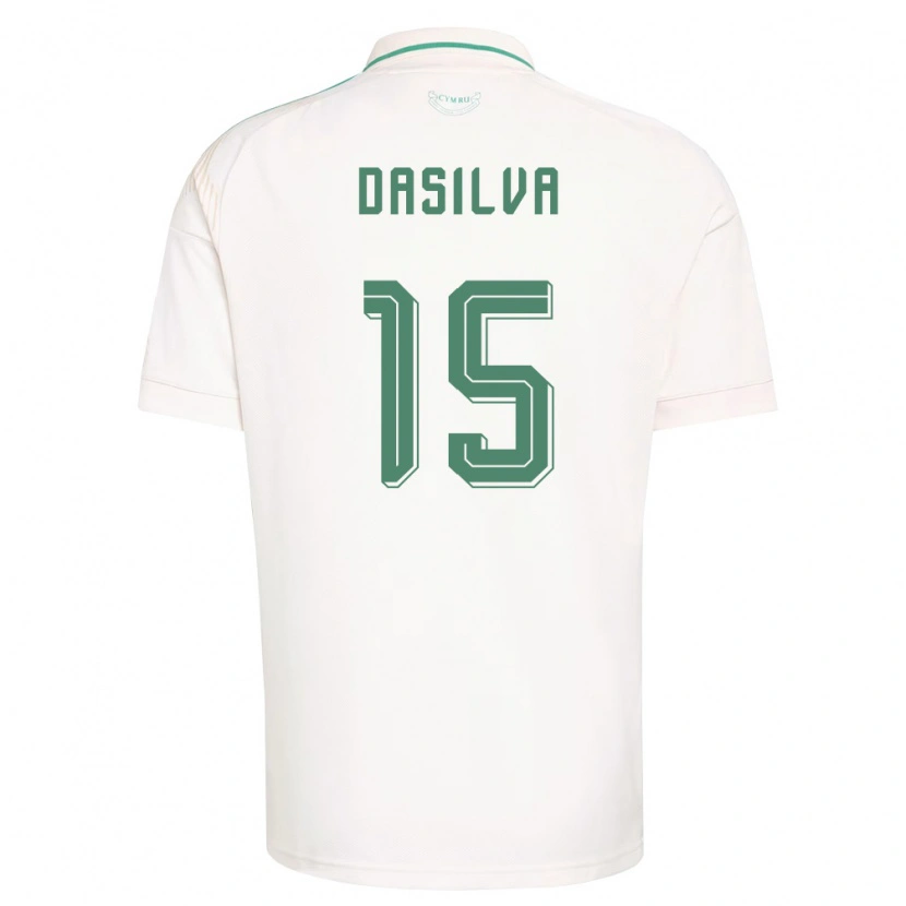 Danxen Hombre Camiseta Gales Jay Dasilva #15 Blanco Marrón Verde 2ª Equipación 26-28 La Camisa México