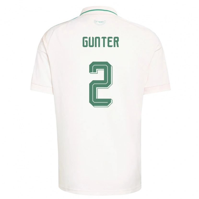 Danxen Hombre Camiseta Gales Chris Gunter #2 Blanco Marrón Verde 2ª Equipación 26-28 La Camisa México