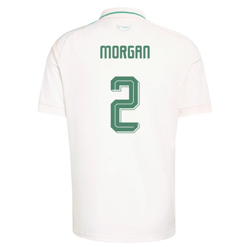 Danxen Hombre Camiseta Gales Ffion Morgan #2 Blanco Marrón Verde 2ª Equipación 26-28 La Camisa México