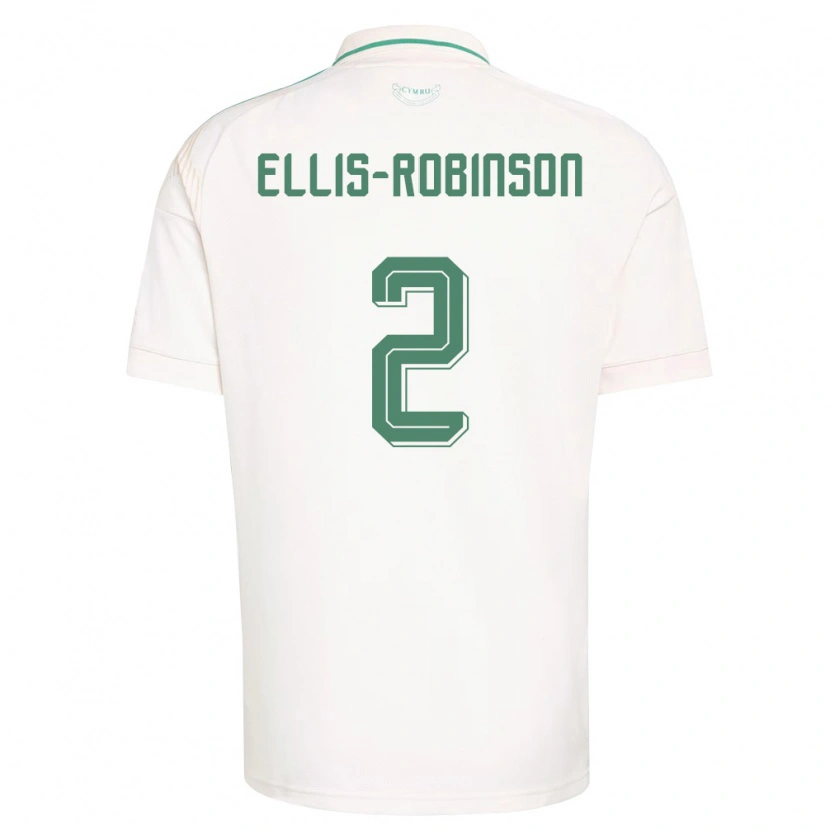 Danxen Hombre Camiseta Gales Eddie Ellis-Robinson #2 Blanco Marrón Verde 2ª Equipación 26-28 La Camisa México