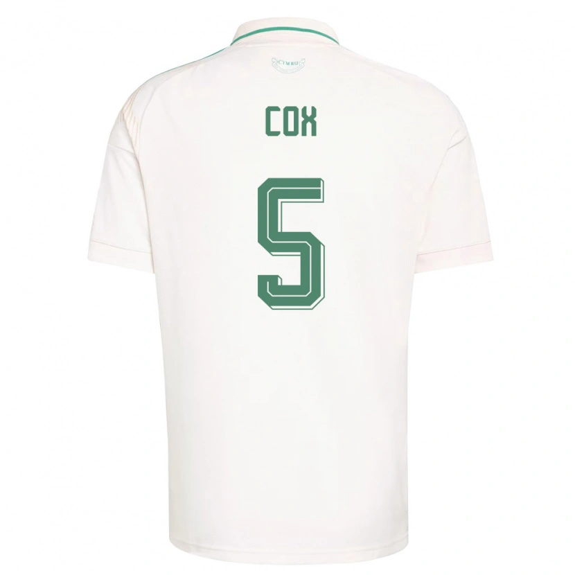 Danxen Hombre Camiseta Gales Daniel Cox #5 Blanco Marrón Verde 2ª Equipación 26-28 La Camisa México