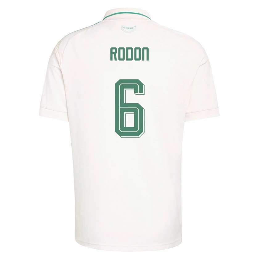 Danxen Hombre Camiseta Gales Joe Rodon #6 Blanco Marrón Verde 2ª Equipación 26-28 La Camisa México