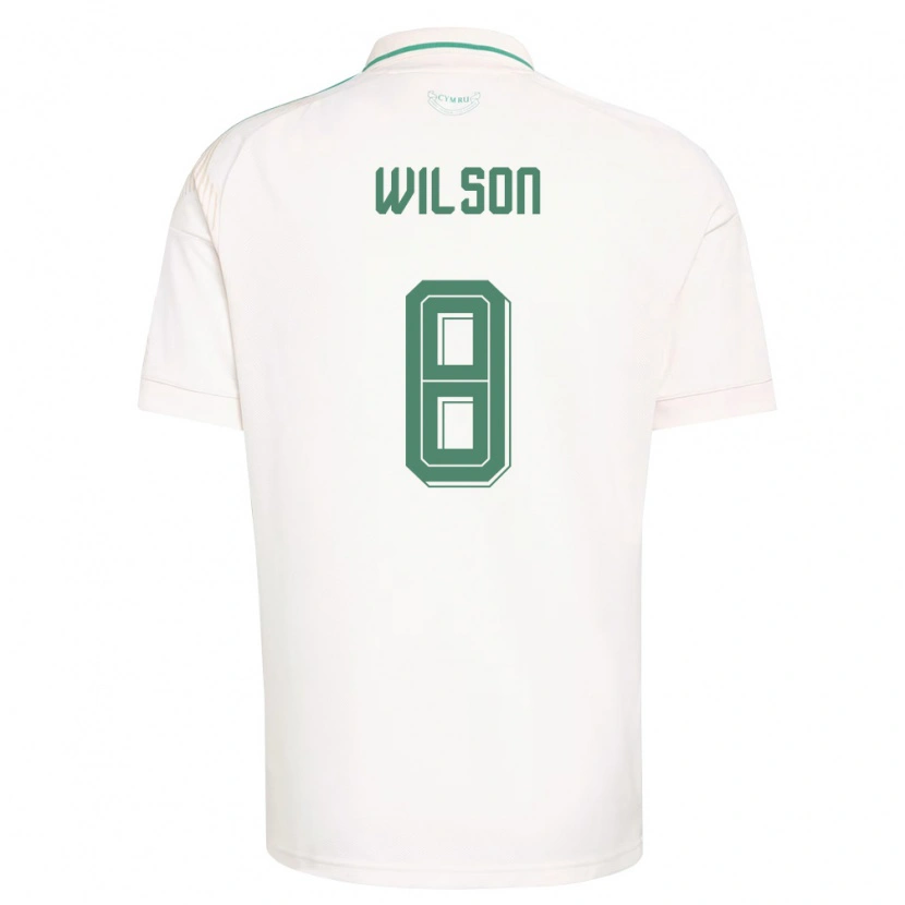 Danxen Hombre Camiseta Gales Harry Wilson #8 Blanco Marrón Verde 2ª Equipación 26-28 La Camisa México
