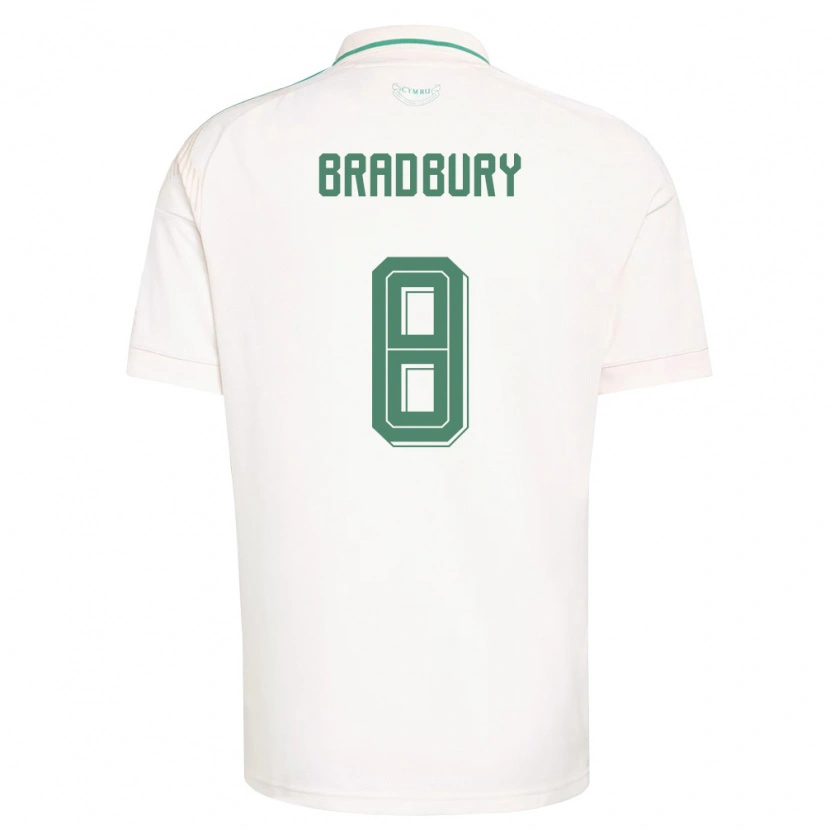 Danxen Hombre Camiseta Gales Makenzie Bradbury #8 Blanco Marrón Verde 2ª Equipación 26-28 La Camisa México