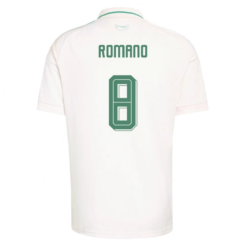Danxen Hombre Camiseta Gales Enzo Romano #8 Blanco Marrón Verde 2ª Equipación 26-28 La Camisa México