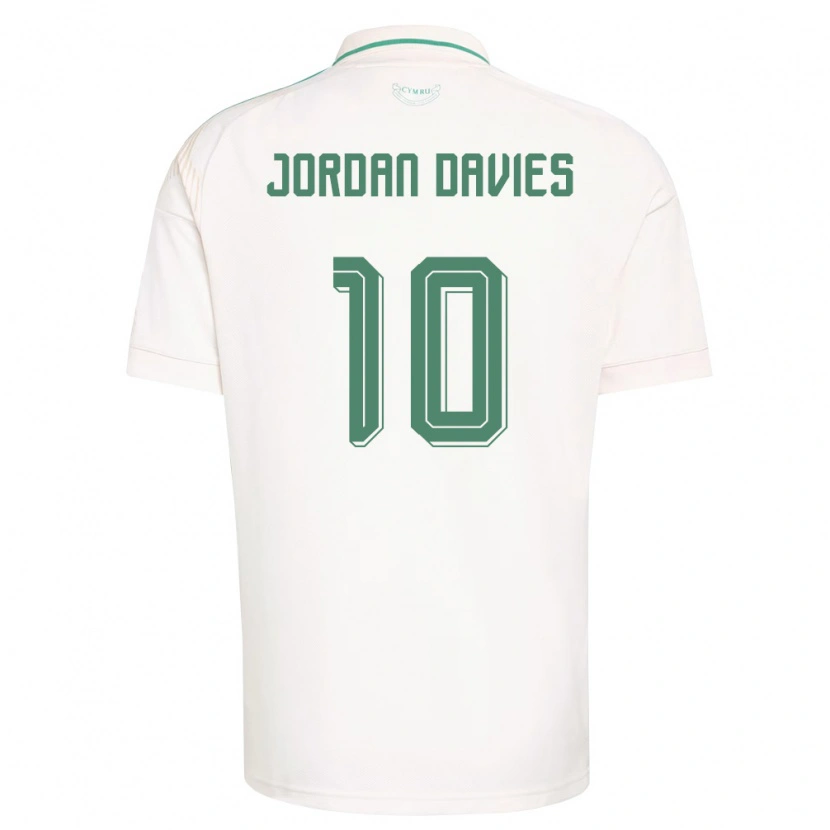 Danxen Hombre Camiseta Gales Jordan Davies #10 Blanco Marrón Verde 2ª Equipación 26-28 La Camisa México