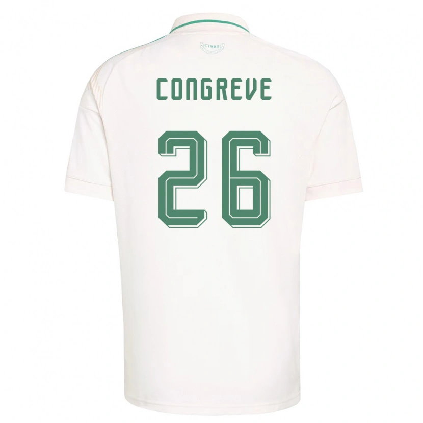 Danxen Hombre Camiseta Gales Cameron Congreve #26 Blanco Marrón Verde 2ª Equipación 26-28 La Camisa México