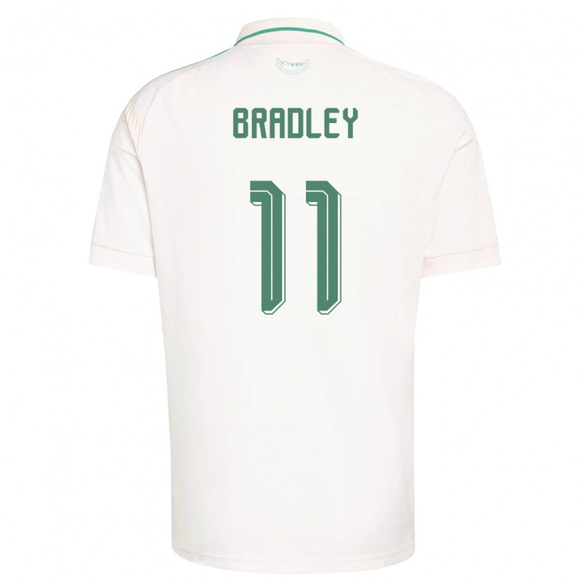 Danxen Hombre Camiseta Gales Sion Bradley #11 Blanco Marrón Verde 2ª Equipación 26-28 La Camisa México