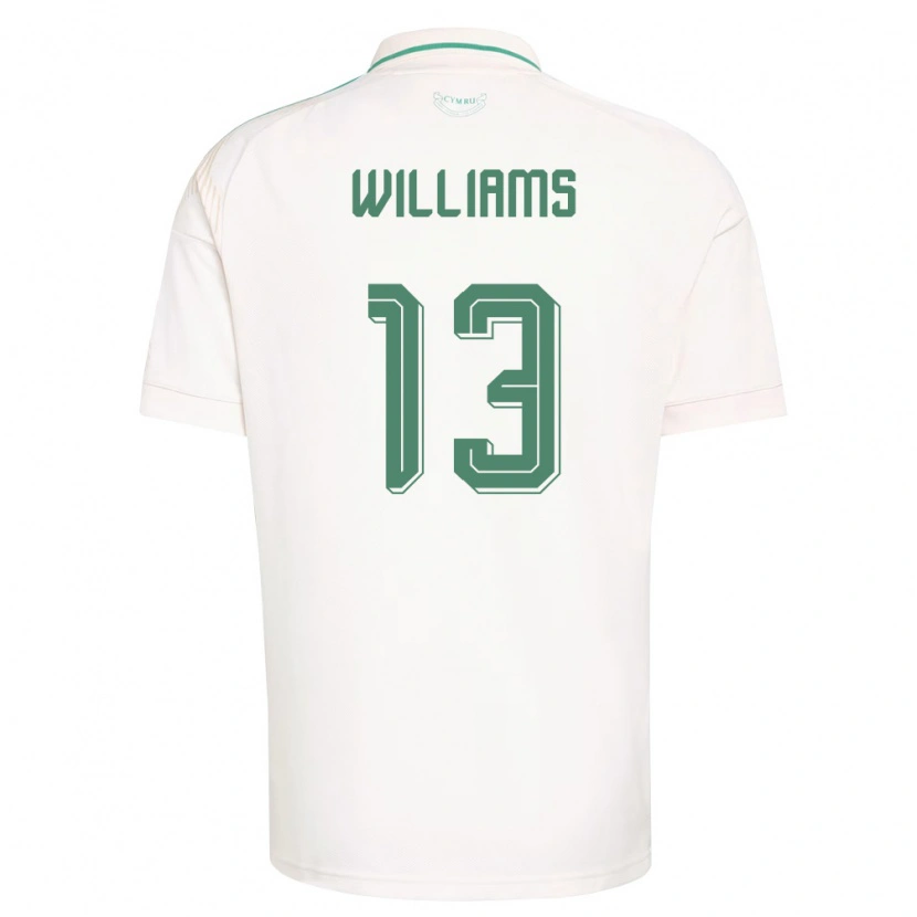 Danxen Hombre Camiseta Gales Max Williams #13 Blanco Marrón Verde 2ª Equipación 26-28 La Camisa México