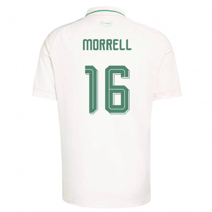 Danxen Hombre Camiseta Gales Joe Morrell #16 Blanco Marrón Verde 2ª Equipación 26-28 La Camisa México
