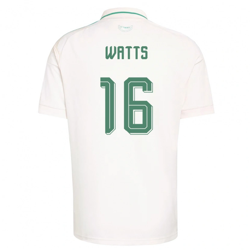 Danxen Hombre Camiseta Gales Daniel Watts #16 Blanco Marrón Verde 2ª Equipación 26-28 La Camisa México