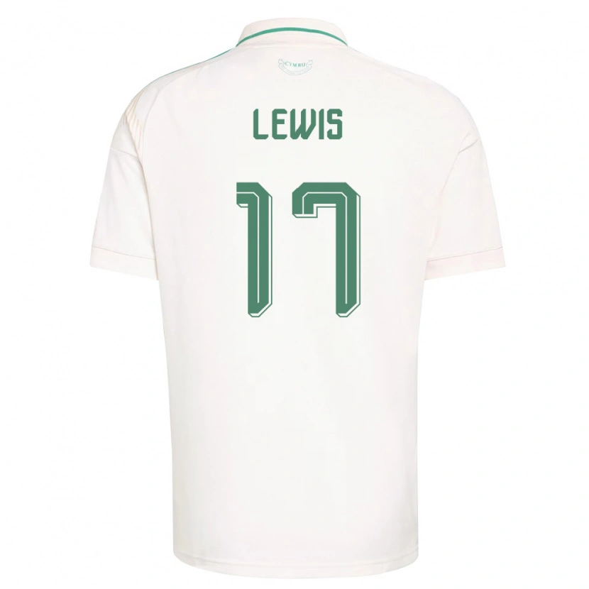Danxen Hombre Camiseta Gales Bobby Lewis #17 Blanco Marrón Verde 2ª Equipación 26-28 La Camisa México
