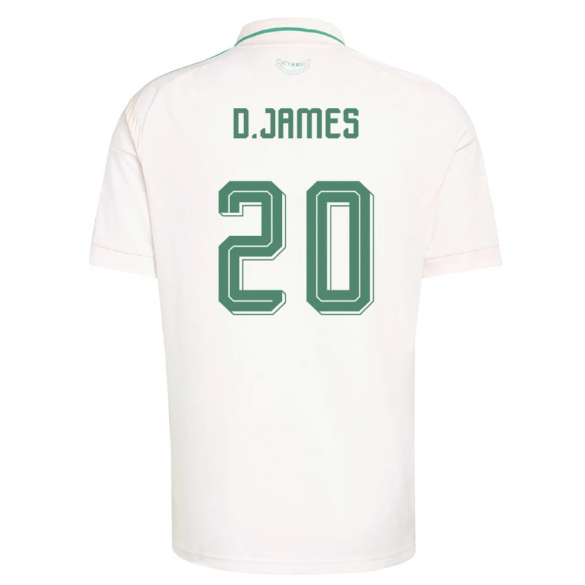 Danxen Hombre Camiseta Gales Daniel James #20 Blanco Marrón Verde 2ª Equipación 26-28 La Camisa México