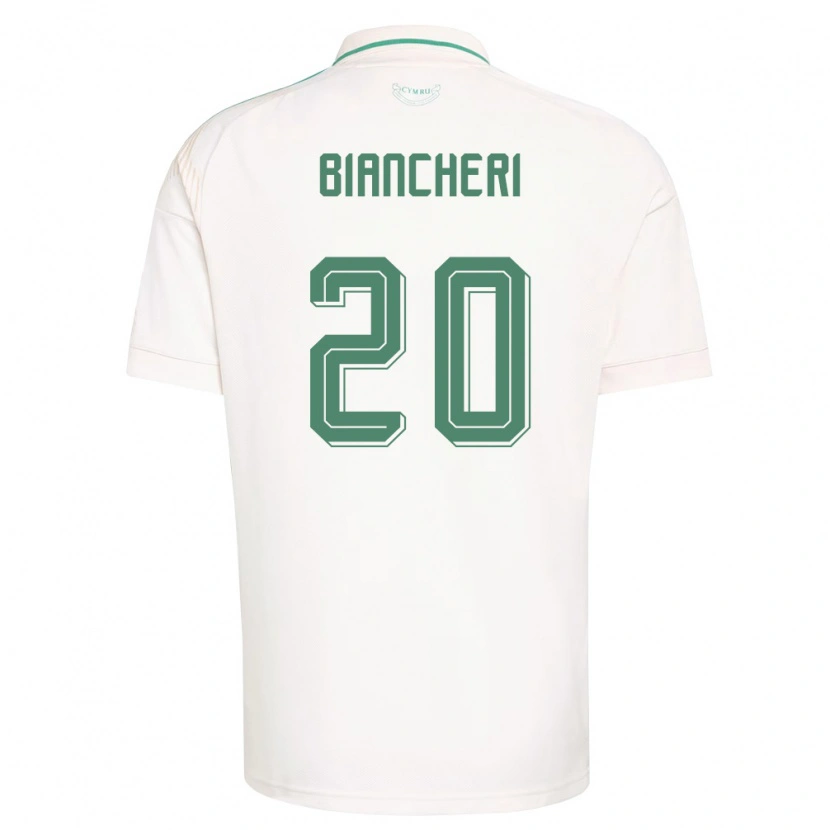 Danxen Hombre Camiseta Gales Gabriele Biancheri #20 Blanco Marrón Verde 2ª Equipación 26-28 La Camisa México