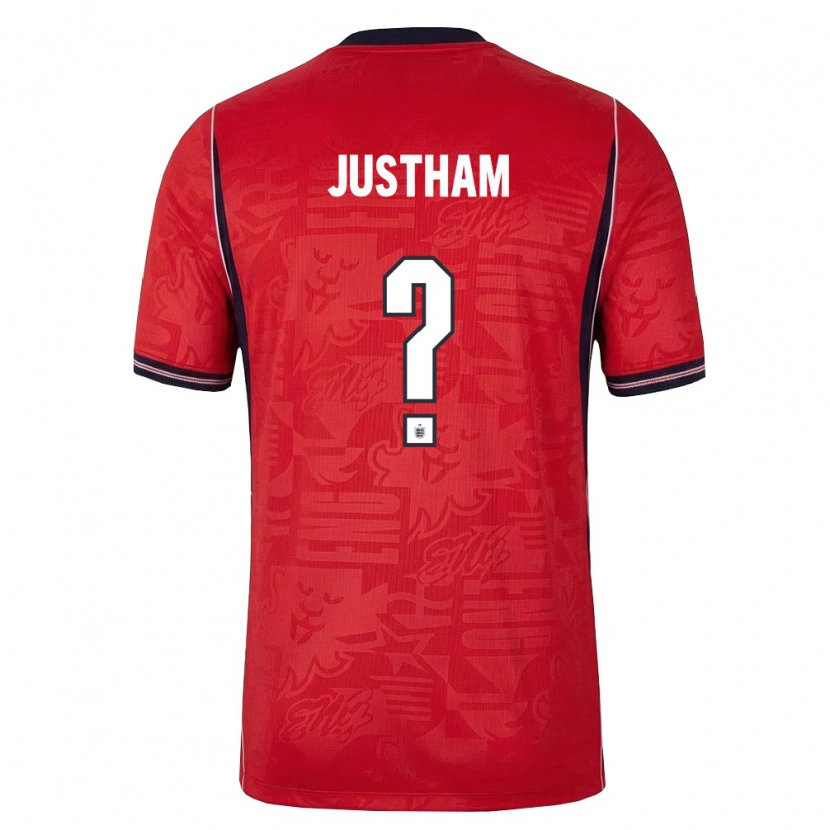 Danxen Hombre Camiseta Inglaterra Elliot Justham #0 Rojo Marino Blanco 2ª Equipación 26-28 La Camisa México