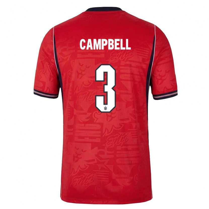 Danxen Hombre Camiseta Inglaterra Elijah Campbell #3 Rojo Marino Blanco 2ª Equipación 26-28 La Camisa México