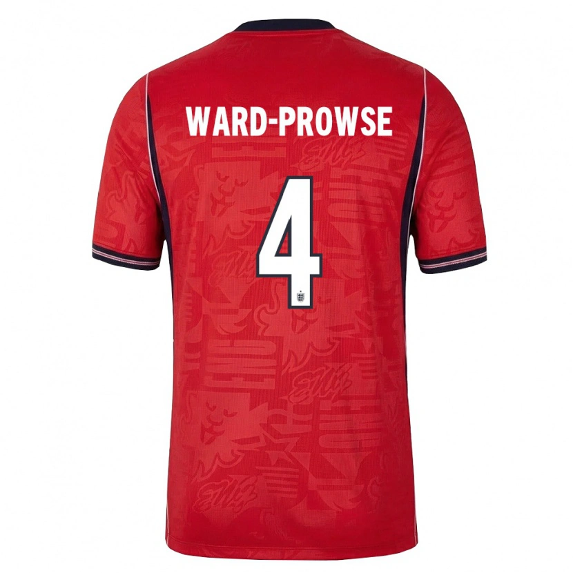 Danxen Hombre Camiseta Inglaterra James Ward-Prowse #4 Rojo Marino Blanco 2ª Equipación 26-28 La Camisa México