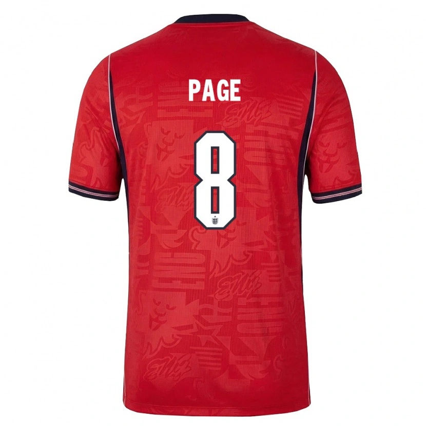 Danxen Hombre Camiseta Inglaterra Louis Page #8 Rojo Marino Blanco 2ª Equipación 26-28 La Camisa México