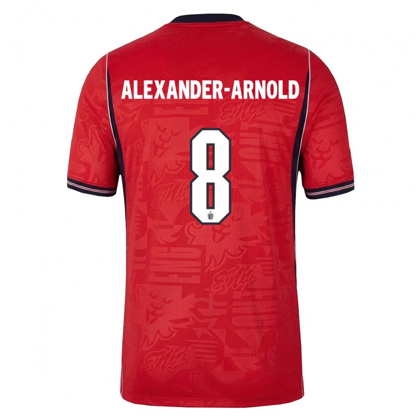 Danxen Hombre Camiseta Inglaterra Trent Alexander-Arnold #8 Rojo Marino Blanco 2ª Equipación 26-28 La Camisa México
