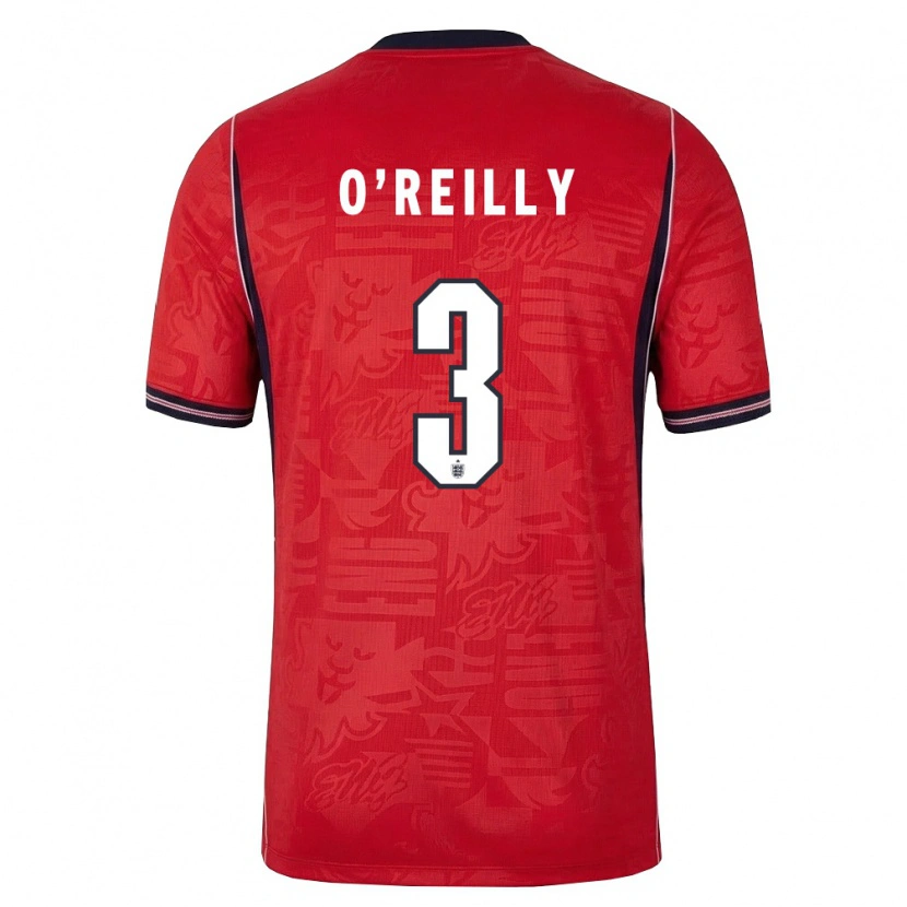 Danxen Hombre Camiseta Inglaterra Nico O'reilly #3 Rojo Marino Blanco 2ª Equipación 26-28 La Camisa México