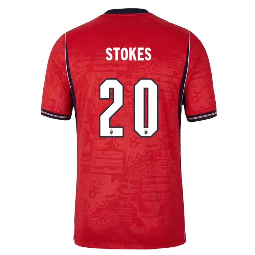 Danxen Hombre Camiseta Inglaterra Demi Stokes #20 Rojo Marino Blanco 2ª Equipación 26-28 La Camisa México