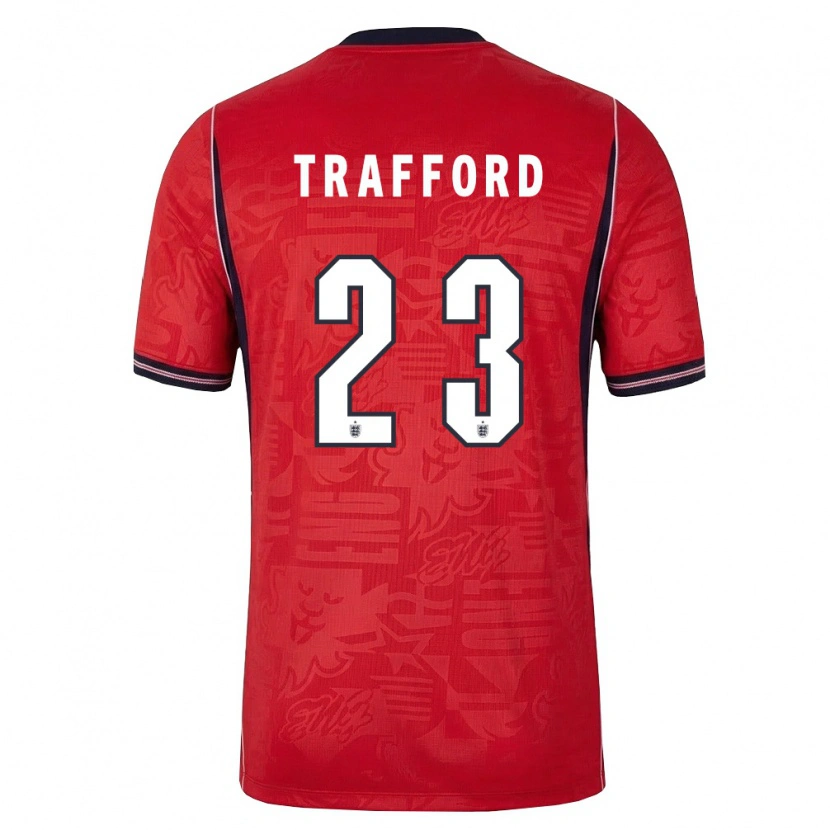 Danxen Hombre Camiseta Inglaterra James Trafford #23 Rojo Marino Blanco 2ª Equipación 26-28 La Camisa México