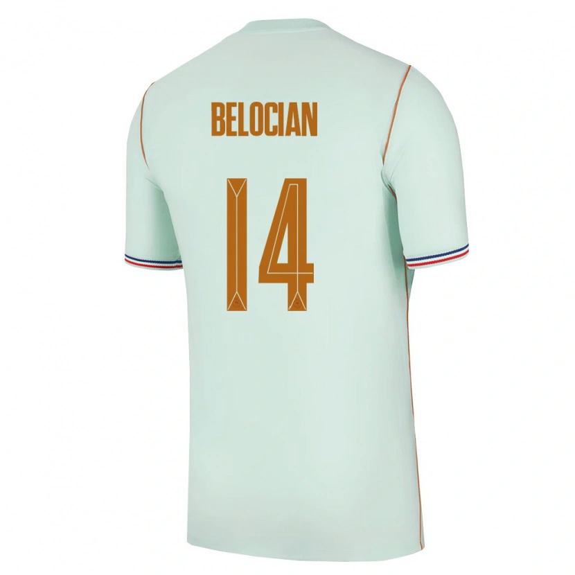 Danxen Hombre Camiseta Francia Jeanuël Belocian #14 Verde Oro 2ª Equipación 26-28 La Camisa México