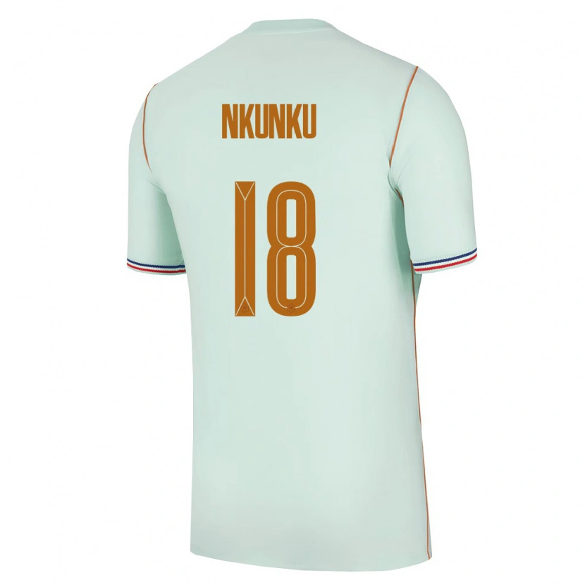 Danxen Hombre Camiseta Francia Christopher Nkunku #18 Verde Oro 2ª Equipación 26-28 La Camisa México