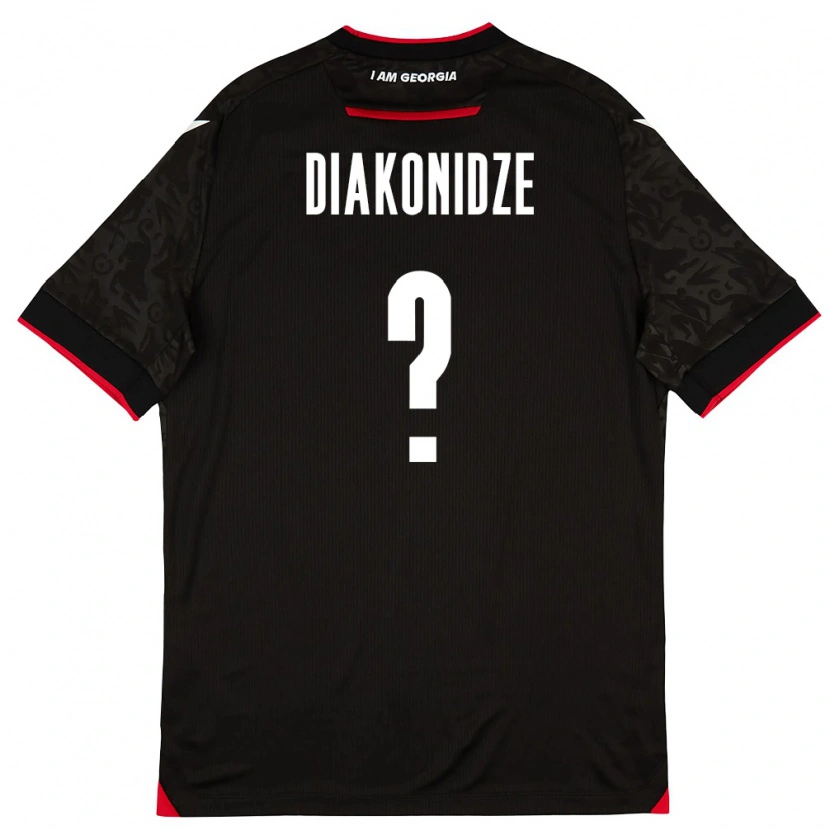Danxen Hombre Camiseta Georgia Shota Diakonidze #0 Negro Blanco Rojo 2ª Equipación 26-28 La Camisa México