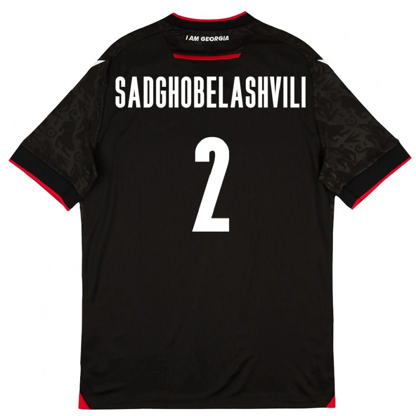 Danxen Hombre Camiseta Georgia Gela Sadghobelashvili #2 Negro Blanco Rojo 2ª Equipación 26-28 La Camisa México