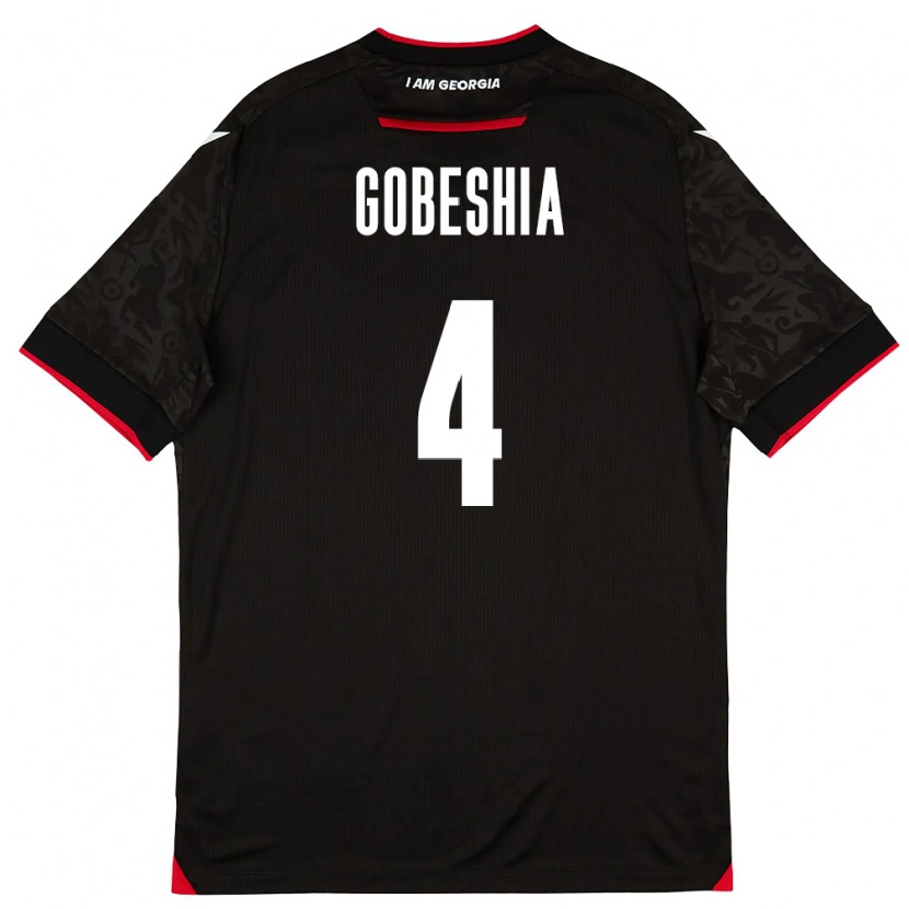 Danxen Hombre Camiseta Georgia Tengo Gobeshia #4 Negro Blanco Rojo 2ª Equipación 26-28 La Camisa México