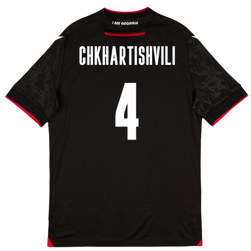 Danxen Hombre Camiseta Georgia Nino Chkhartishvili #4 Negro Blanco Rojo 2ª Equipación 26-28 La Camisa México