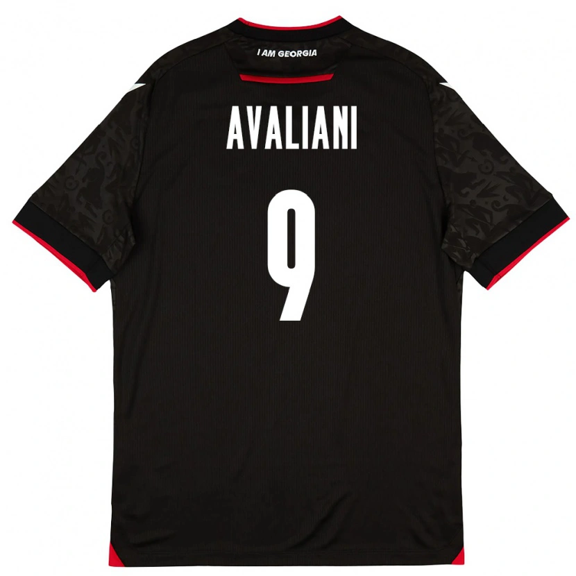 Danxen Hombre Camiseta Georgia Aleksandre Avaliani #9 Negro Blanco Rojo 2ª Equipación 26-28 La Camisa México