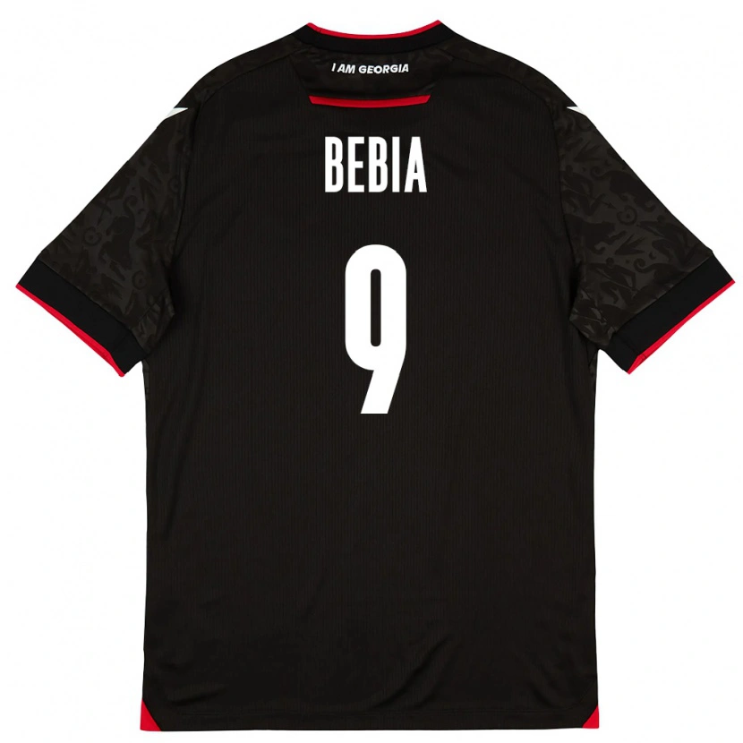 Danxen Hombre Camiseta Georgia Maiko Bebia #9 Negro Blanco Rojo 2ª Equipación 26-28 La Camisa México