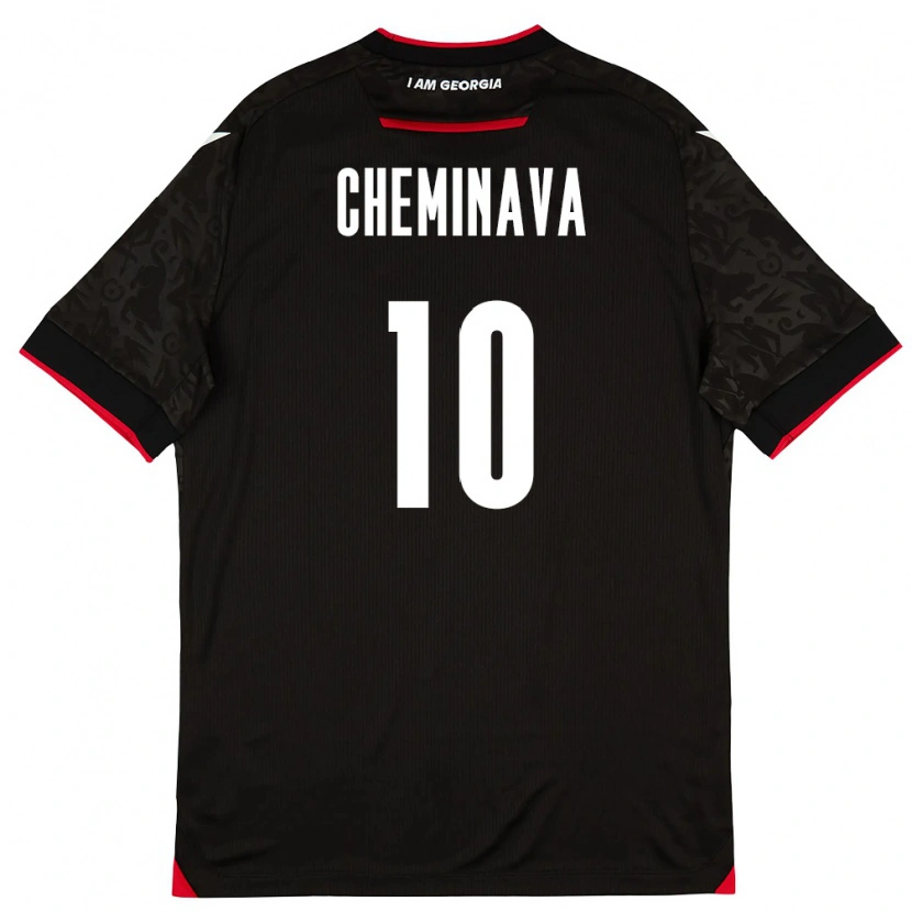Danxen Hombre Camiseta Georgia Ana Cheminava #10 Negro Blanco Rojo 2ª Equipación 26-28 La Camisa México