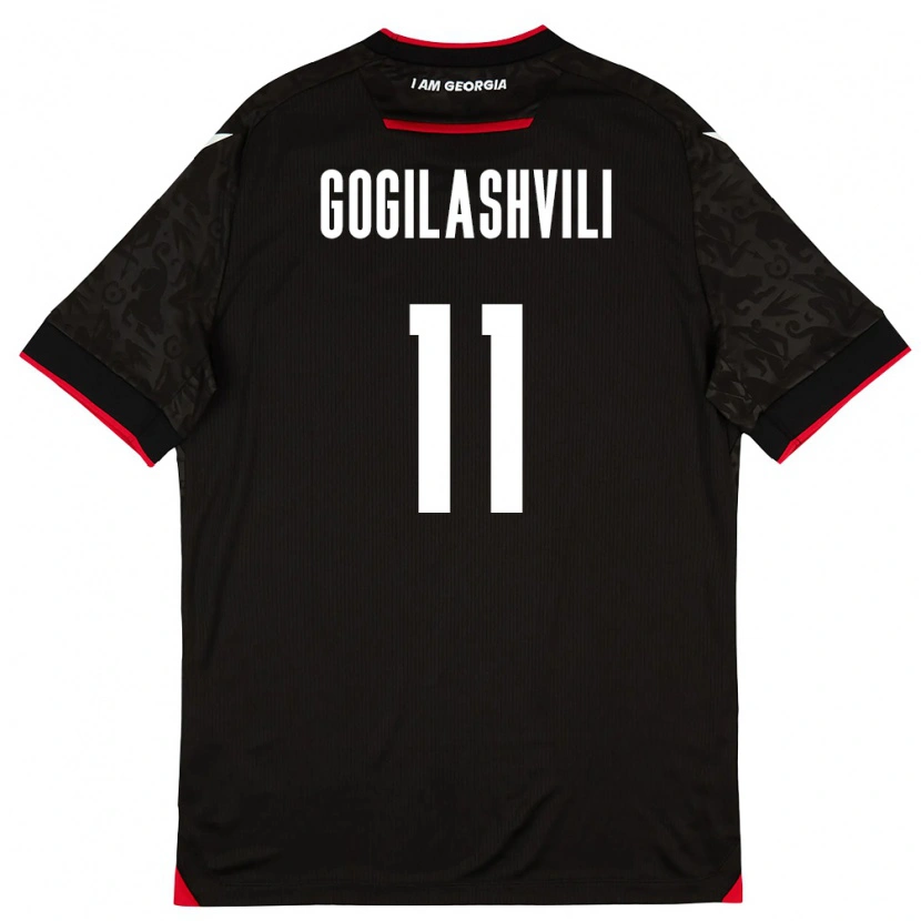 Danxen Hombre Camiseta Georgia Davit Gogilashvili #11 Negro Blanco Rojo 2ª Equipación 26-28 La Camisa México