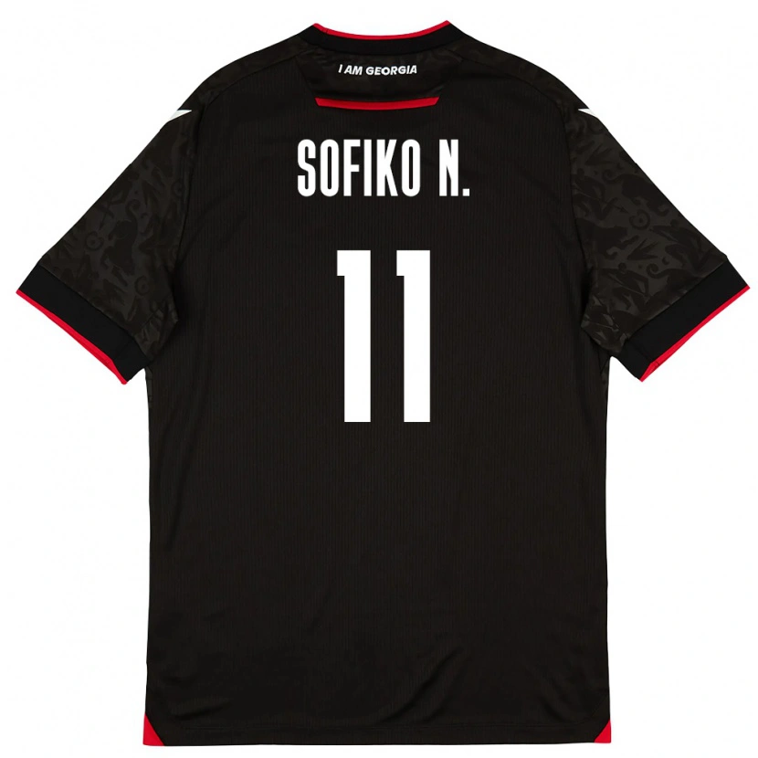 Danxen Hombre Camiseta Georgia Sofiko Narsia #11 Negro Blanco Rojo 2ª Equipación 26-28 La Camisa México