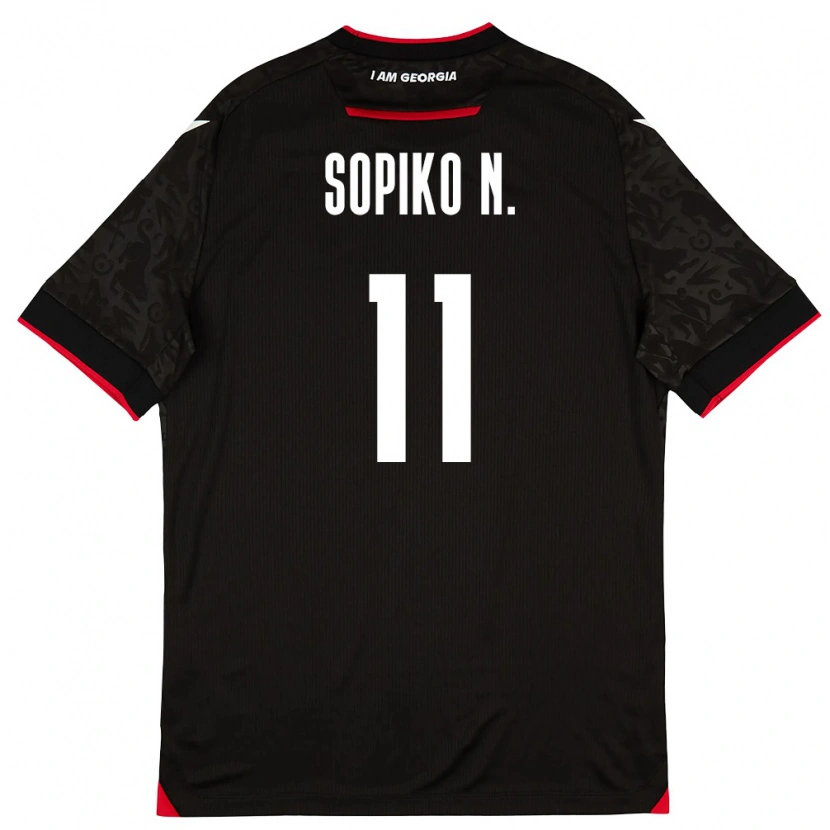 Danxen Hombre Camiseta Georgia Sopiko Narsia #11 Negro Blanco Rojo 2ª Equipación 26-28 La Camisa México