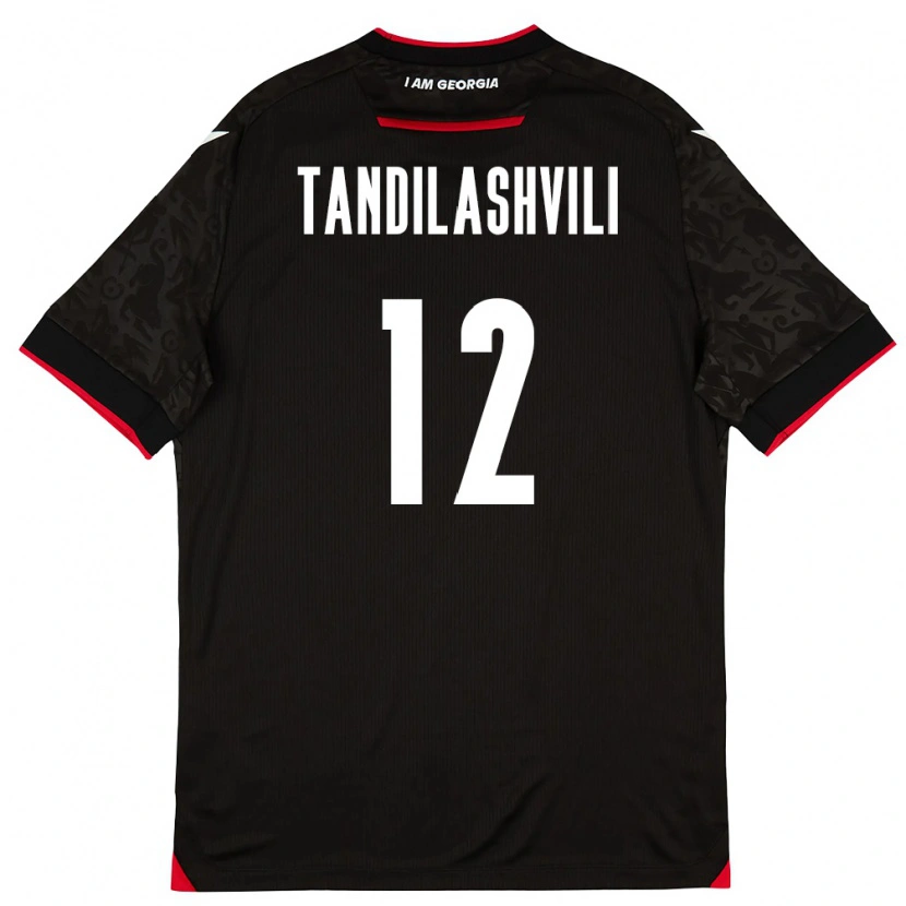 Danxen Hombre Camiseta Georgia Levan Tandilashvili #12 Negro Blanco Rojo 2ª Equipación 26-28 La Camisa México